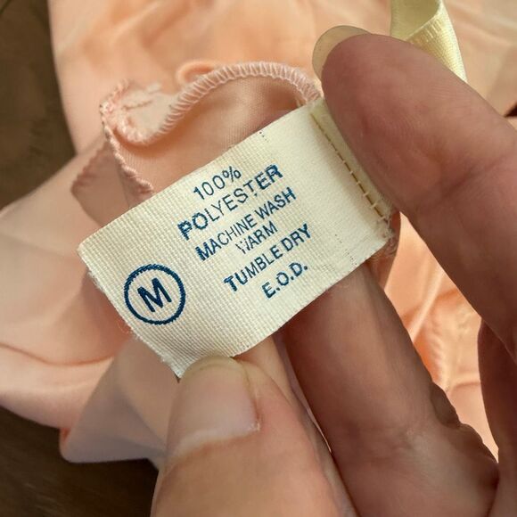 Vintage 80s Victoria’s Secret Cami Shorts Sleep Set Pajamas Peachy Pink M - Picture 8 of 9